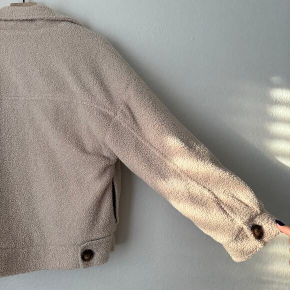 Nasty Gal Womens Tan Sherpa Teddy Jacket Coat Lined Oversized Size Medium Top - Picture 9 of 12